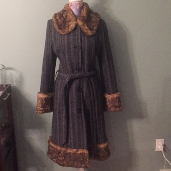 Plenty by Tracy Reese Jackets & Blazers - Plenty Tracy Reese Gray wool Faux Fur Long Coat 10
